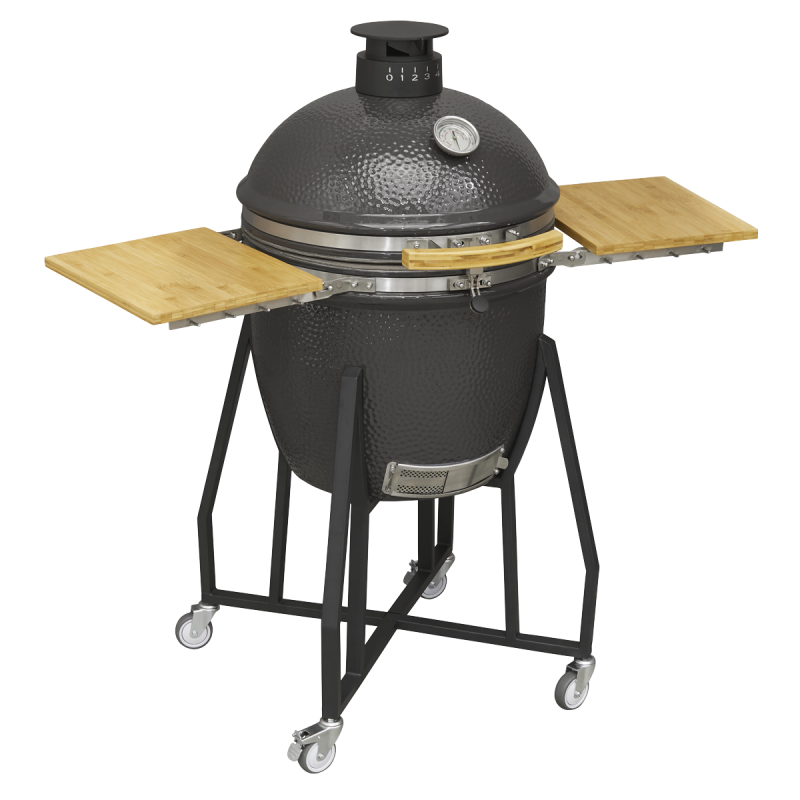 Dellonda Deluxe 22"(56 cm) Grill/Four/Fumoir en céramique de style Kamado, fourni avec support à roulettes