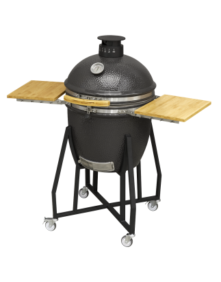 Dellonda Deluxe 22"(56cm) Ceramic Kamado Style BBQ Grill/Oven/Smoker, Supplied with Wheeled Stand