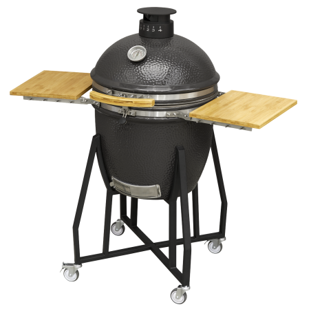 Dellonda Deluxe 22"(56cm) Ceramic Kamado Style BBQ Grill/Oven/Smoker, Supplied with Wheeled Stand