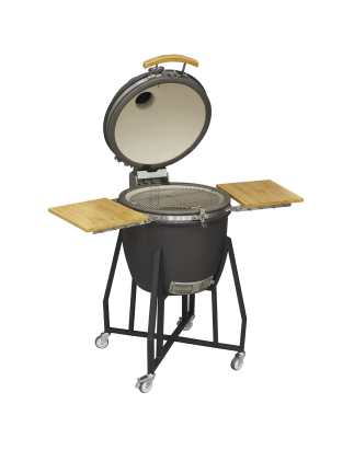 Dellonda Deluxe 22"(56cm) Ceramic Kamado Style BBQ Grill/Oven/Smoker, Supplied with Wheeled Stand