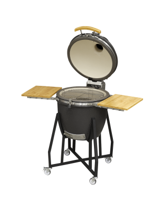 Dellonda Deluxe 22"(56cm) Ceramic Kamado Style BBQ Grill/Oven/Smoker, Supplied with Wheeled Stand