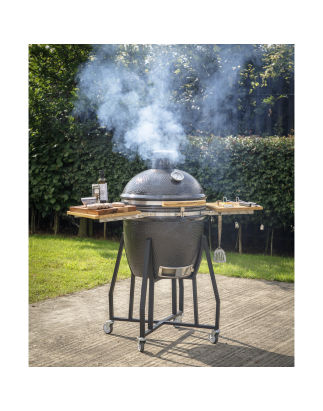 Dellonda Deluxe 22"(56cm) Ceramic Kamado Style BBQ Grill/Oven/Smoker, Supplied with Wheeled Stand