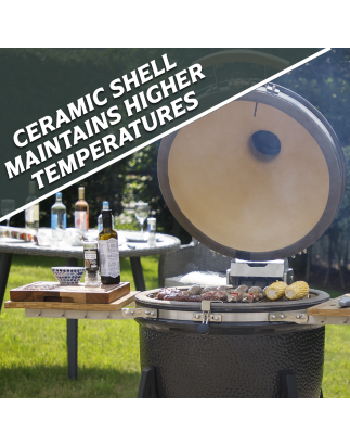 Dellonda Deluxe 22"(56 cm) Grill/Four/Fumoir en céramique de style Kamado, fourni avec support à roulettes