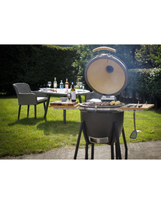 Dellonda Deluxe 22"(56 cm) Grill/Four/Fumoir en céramique de style Kamado, fourni avec support à roulettes