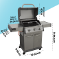 Dellonda 3 Burner Deluxe Gas BBQ Grill with Piezo Ignition & Wheels - Stainless Steel