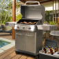 Dellonda 3 Burner Deluxe Gas BBQ Grill with Piezo Ignition & Wheels - Stainless Steel