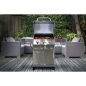 Dellonda 3 Burner Deluxe Gas BBQ Grill with Piezo Ignition & Wheels - Stainless Steel