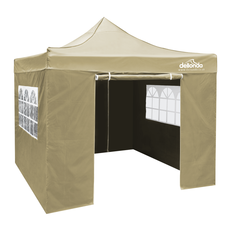 Dellonda Premium 2x2m Pop-Up Gazebo & Side Walls, PVC Coated, Water Resistant Fabric, Supplied with Carry Bag, Rope, Stakes & We