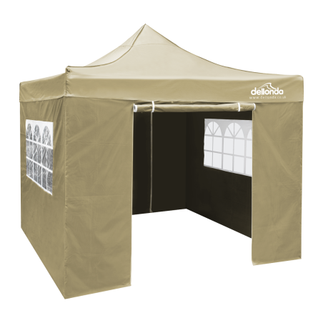 Dellonda Premium 2x2m Pop-Up Gazebo & Side Walls, PVC Coated, Water Resistant Fabric, Supplied with Carry Bag, Rope, Stakes & We