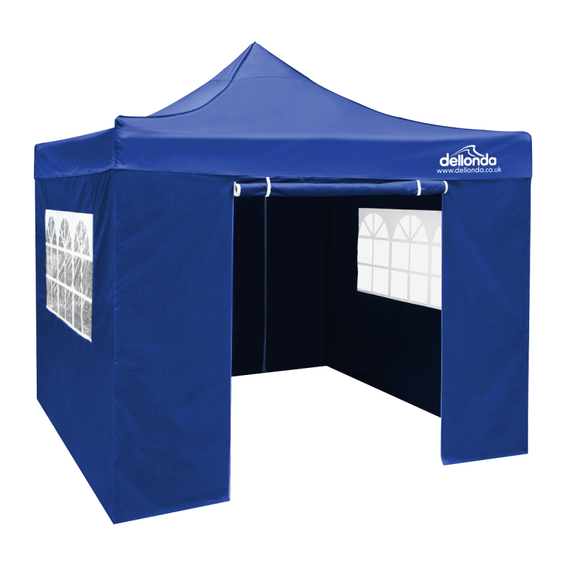 Dellonda Premium 2x2m Pop-Up Gazebo & Side Walls, PVC Coated, Water Resistant Fabric, Supplied with Carry Bag, Rope, Stakes & We