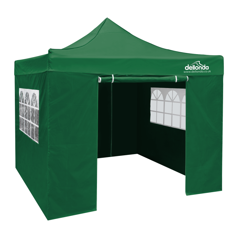 Dellonda Premium 2x2m Pop-Up Gazebo & Side Walls, PVC Coated, Water Resistant Fabric with Carry Bag, Rope, Stakes & Weight Bags 