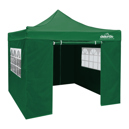 Dellonda Premium 2x2m Pop-Up Gazebo & Side Walls, PVC Coated, Water Resistant Fabric with Carry Bag, Rope, Stakes & Weight Bags 