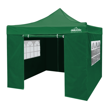 Dellonda Premium 2x2m Pop-Up Gazebo & Side Walls, PVC Coated, Water Resistant Fabric with Carry Bag, Rope, Stakes & Weight Bags 