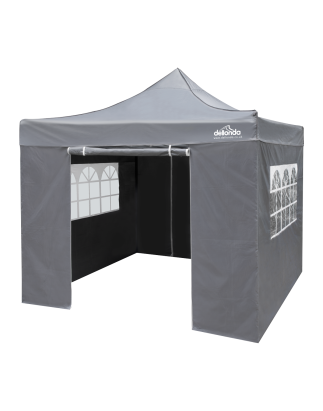 Dellonda Premium 2x2m Pop-Up Gazebo & Side Walls, PVC Coated, Water Resistant Fabric, Supplied with Carry Bag, Rope, Stakes & We