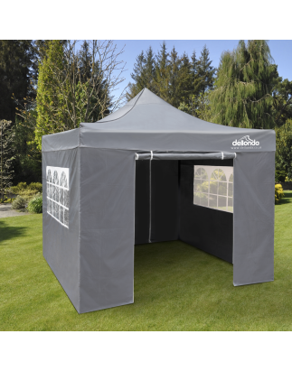 Dellonda Premium 2x2m Pop-Up Gazebo & Side Walls, PVC Coated, Water Resistant Fabric, Supplied with Carry Bag, Rope, Stakes & We