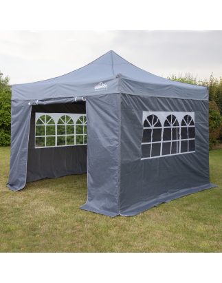 Dellonda Premium 2x2m Pop-Up Gazebo & Side Walls, PVC Coated, Water Resistant Fabric, Supplied with Carry Bag, Rope, Stakes & We