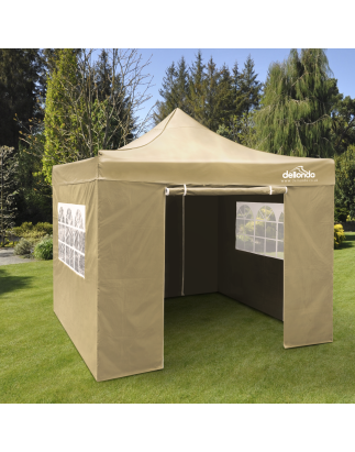 Dellonda Premium 3x3m Pop-Up Gazebo & Side Walls, PVC Coated, Water Resistant Fabric with Carry Bag, Rope, Stakes & Weight Bags 