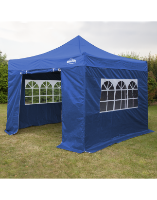 Dellonda Premium 3x3m Pop-Up Gazebo & Side Walls, PVC Coated, Water Resistant Fabric with Carry Bag, Rope, Stakes & Weight Bags 