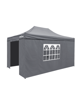 Dellonda Premium 3x4.5m Pop-Up Gazebo & Side Walls, PVC Coated, Water Resistant Fabric with Carry Bag, Rope, Stakes & Weight Bag