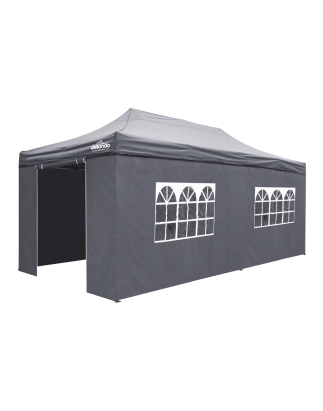 Dellonda Premium 3x6m Pop-Up Gazebo & Side Walls, PVC Coated, Water Resistant Fabric with Carry Bag, Rope, Stakes & Weight Bags 