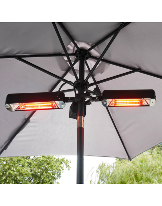 Dellonda Parasol Pliant/Gazebo/Patio Chauffage Infrarouge Extérieur, Deux Panneaux, Câble Extra Long 5M, 1600W