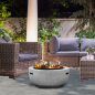 Dellonda Round MgO Fire Pit with BBQ Grill, Ø60cm, Safety Mesh Screen - Light Grey