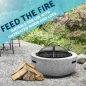 Dellonda Round MgO Fire Pit with BBQ Grill, Ø60cm, Safety Mesh Screen - Light Grey