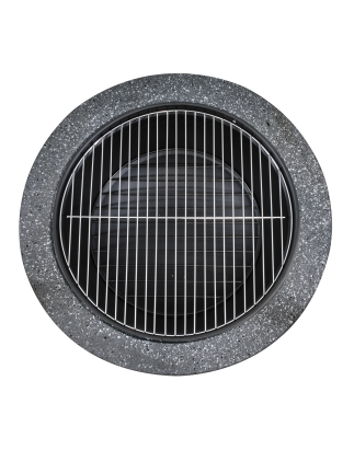 Foyer rond MgO Dellonda avec grille barbecue, Ø60 cm, grillage de sécurité - Gris foncé