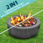 Dellonda Round MgO Fire Pit with BBQ Grill, Ø60cm, Safety Mesh Screen - Dark Grey