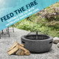 Dellonda Round MgO Fire Pit with BBQ Grill, Ø60cm, Safety Mesh Screen - Dark Grey