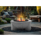 Dellonda Round MgO Fire Pit with BBQ Grill, Ø75cm, Safety Mesh Screen - Light Grey