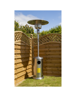 Dellonda 13kW Stainless Steel Commercial Gas Outdoor Garden Patio Heater, Wheels