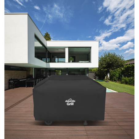 Dellonda Housse en PVC noir pour barbecue, résistante à l'eau 1370 x 920 mm