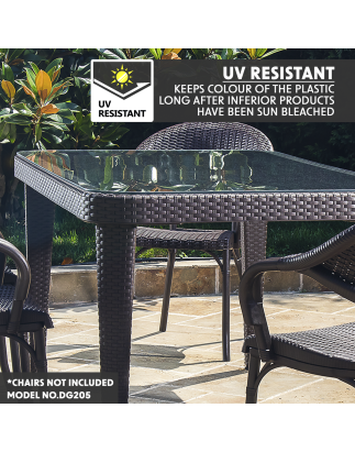 Dellonda Outdoor Dining Table Weather Resistant Glass Table 90x150cm