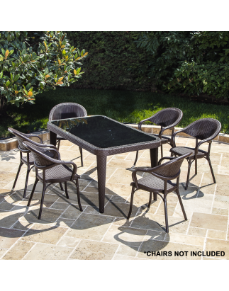 Dellonda Outdoor Dining Table Weather Resistant Glass Table 90x150cm