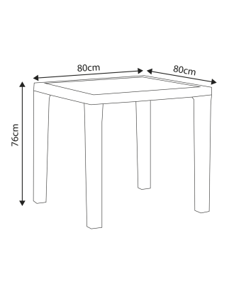 Table à manger résistante aux intempéries, plateau en verre 80x80cm blanc