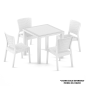 Dining Table Weather Resistant, Glass Top 80x80cm White