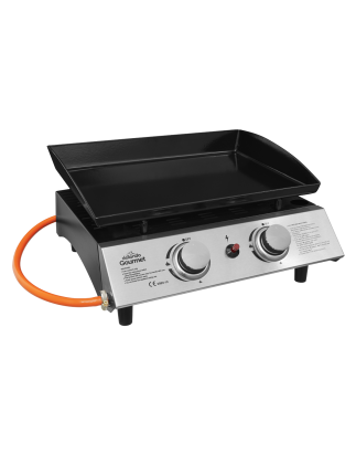 Dellonda 2 Burner Portable Gas Plancha 5kW BBQ Griddle, Stainless Steel