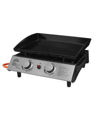 Dellonda 2 Burner Portable Gas Plancha 5kW BBQ Griddle, Stainless Steel