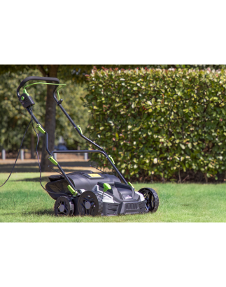 Dellonda 1500W Electric 2-in-1 Scarifier with 5-Heights, 36cm Cutting Diameter, 45L Grass Collection Bag, 10m Mains Cable, Hand 