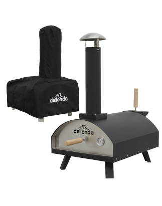 Dellonda Portable Wood-Fired Pizza Oven and Smoking Oven, Black/Stainless Steel, Supplied with Weatherproof Cover/Carry Bag