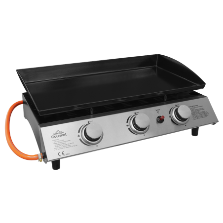 Dellonda 3 Burner Portable Gas Plancha 7.5kW BBQ Griddle, Stainless Steel