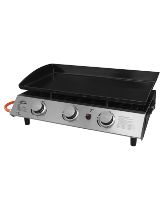 Dellonda 3 Burner Portable Gas Plancha 7.5kW BBQ Griddle, Stainless Steel