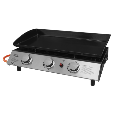 Dellonda 3 Burner Portable Gas Plancha 7.5kW BBQ Griddle, Stainless Steel