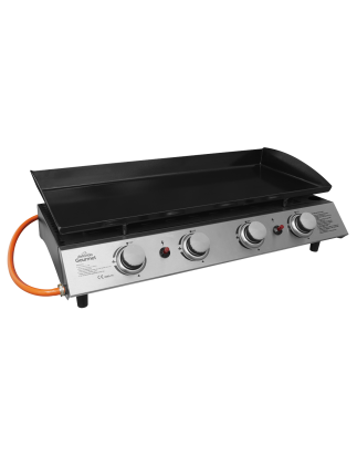 Dellonda 4 Burner Portable Gas Plancha 10kW BBQ Griddle, Stainless Steel