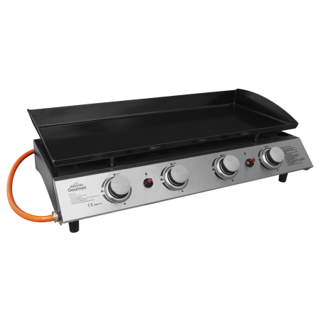 Dellonda 4 Burner Portable Gas Plancha 10kW BBQ Griddle, Stainless Steel