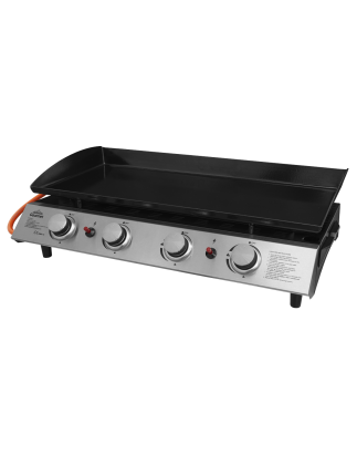 Dellonda 4 Burner Portable Gas Plancha 10kW BBQ Griddle, Stainless Steel