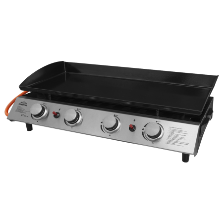 Dellonda 4 Burner Portable Gas Plancha 10kW BBQ Griddle, Stainless Steel