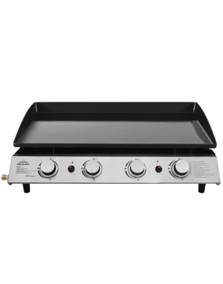 Dellonda 4 Burner Portable Gas Plancha 10kW BBQ Griddle, Stainless Steel