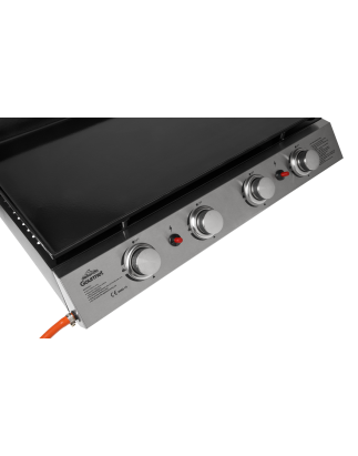 Dellonda 4 Burner Portable Gas Plancha 10kW BBQ Griddle, Stainless Steel